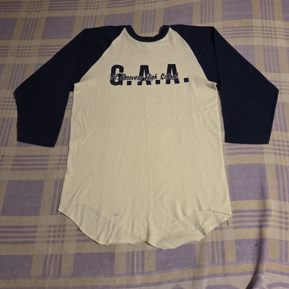 Vintage 70s Fort Recovery High School T Shirt Medium Raglan Baseball G.A.A. Ft.